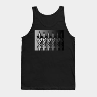 Angry Pencil Fade Out Beige Black and White Tank Top